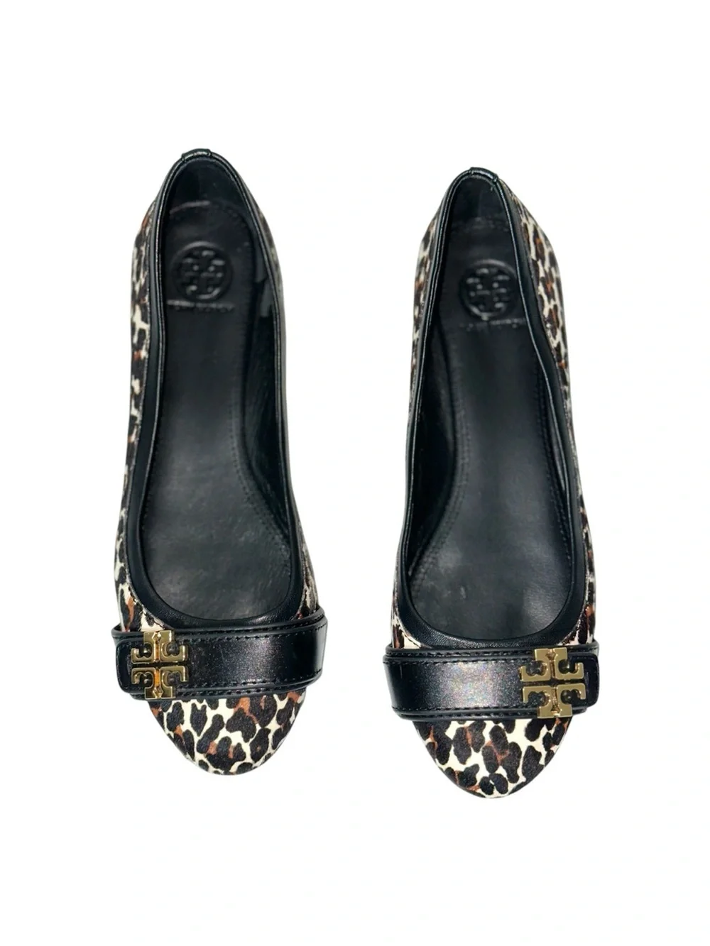 Tory Burch Eloise 2 Leopard Print Calf Hair Leather Ballet Flats Size 8
